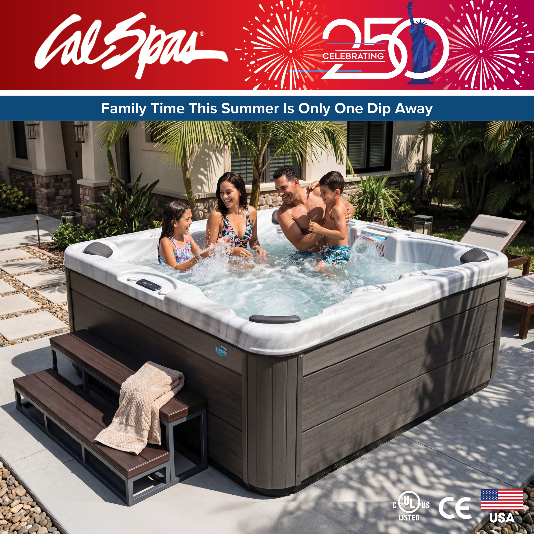 Calspas hot tub being used in a family setting - Brondby